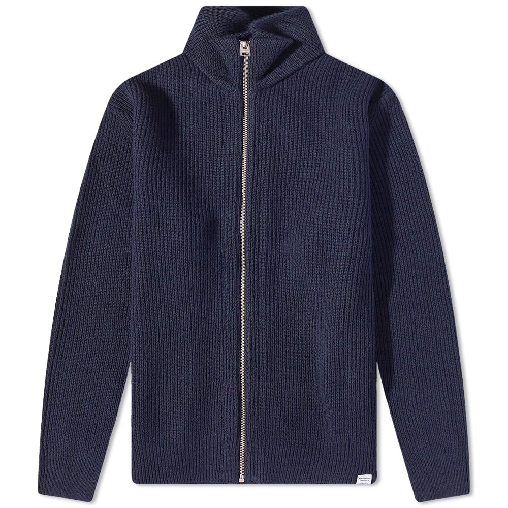 Sweatshirt NORSE PROJECTS Hagen Cotton Full Zip Knit Mørkeblå | N45-0550-7004, 0