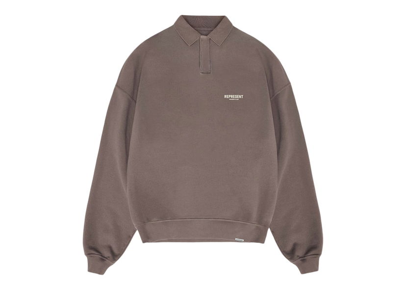 Sweater Represent Clo Represent Owners Club Long Sleeve Polo Sweater Fog Brun | MS4024-292