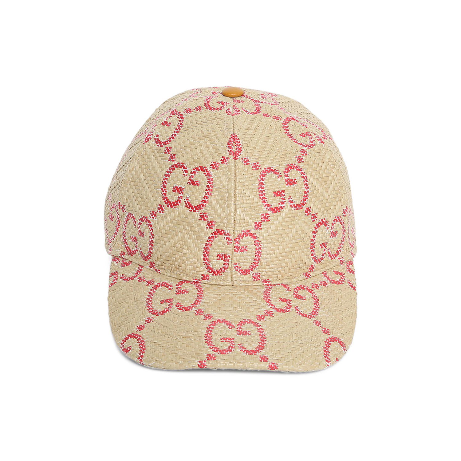 Kasket Gucci GG Raffia Effect Baseball Cap Lyserød | 701713 3HAJF 9576, 1