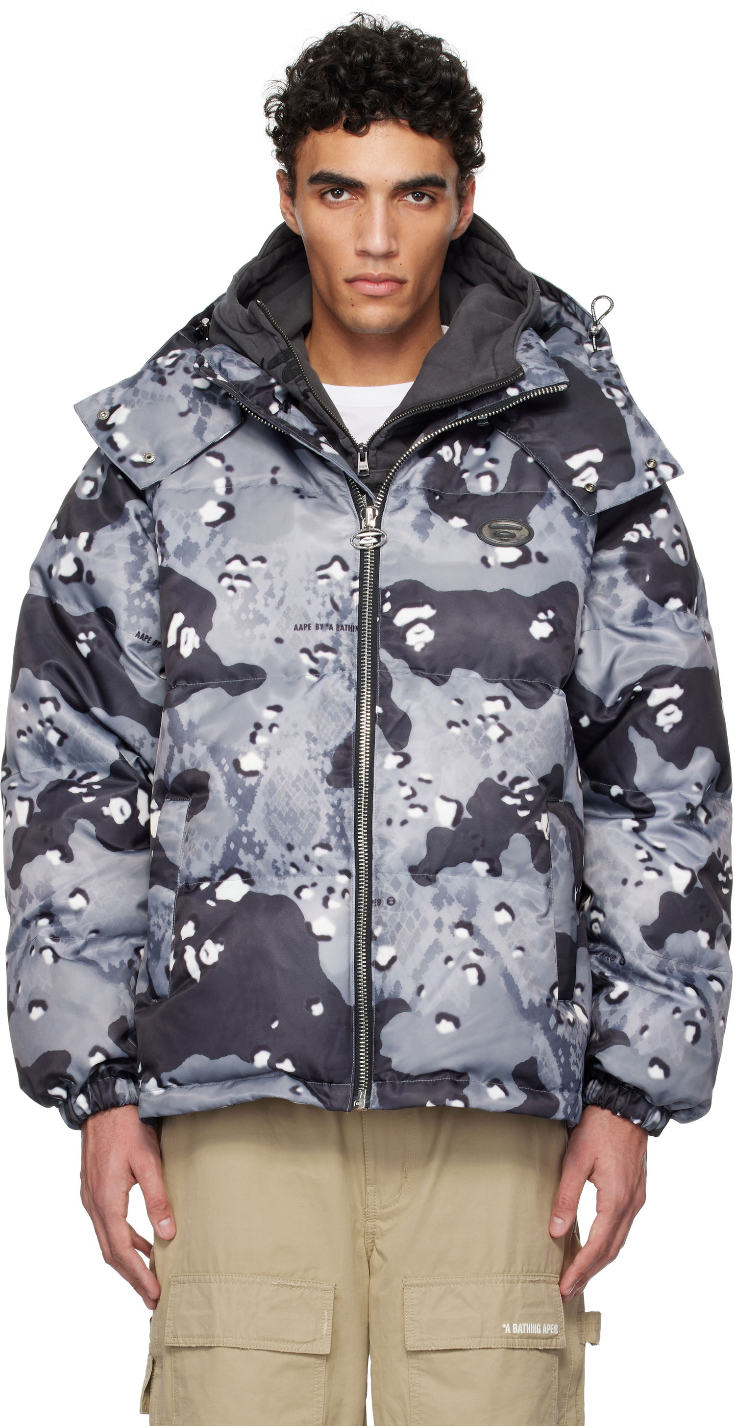 Puffer jakke AAPE by A Bathing Ape AAPE by A Bathing Ape Aape 29.5 Main Camo Down Jacket Grå | AAPDNM7666XXNBKG, 0