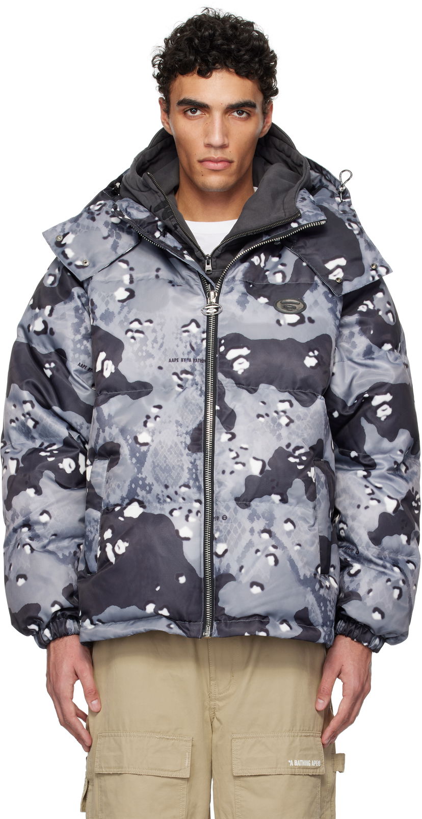 Puffer jakke AAPE by A Bathing Ape AAPE by A Bathing Ape Aape 29.5 Main Camo Down Jacket Grå | AAPDNM7666XXNBKG
