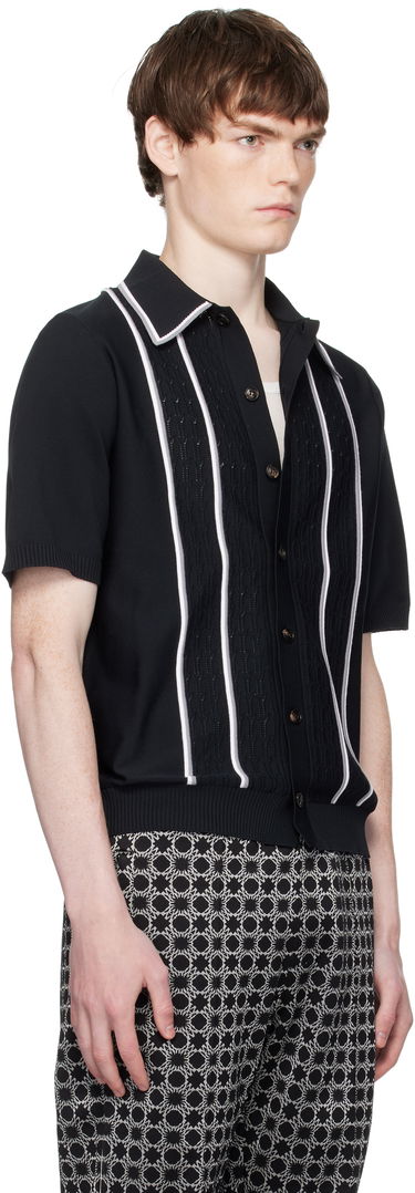Polo skjorte AMIRI AMIRI Script Stripe Knit Polo Sort | AMKNIR1025, 1