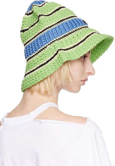 Hat Stella McCartney Stella McCartney Striped Bucket Hat Grøn | 7V0043WP0164, 2