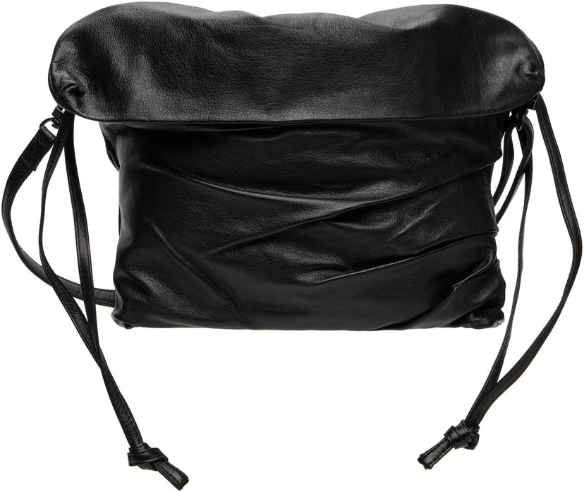Skuldertaske Yohji Yamamoto YOHJI YAMAMOTO Drape Leather Shoulder Bag Sort | DP-I33-791
