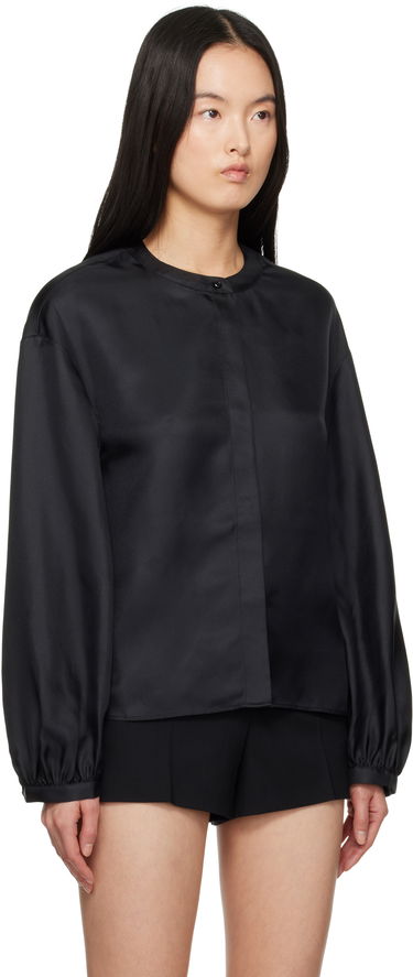 Skjorte Loulou de Saison Loulou de Saison Lea Satin Blouse Sort | LEA, 1