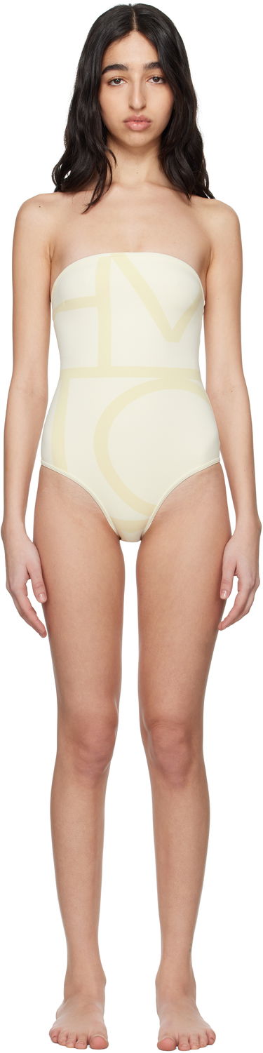 Badetøj TOTEME TOTEME Monogram Strapless One-Piece Swimsuit Beige | 252-WSW1027-FB0221, 0