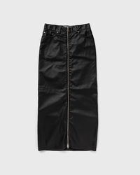 Faux Leather Midi Skirt With Front Zip