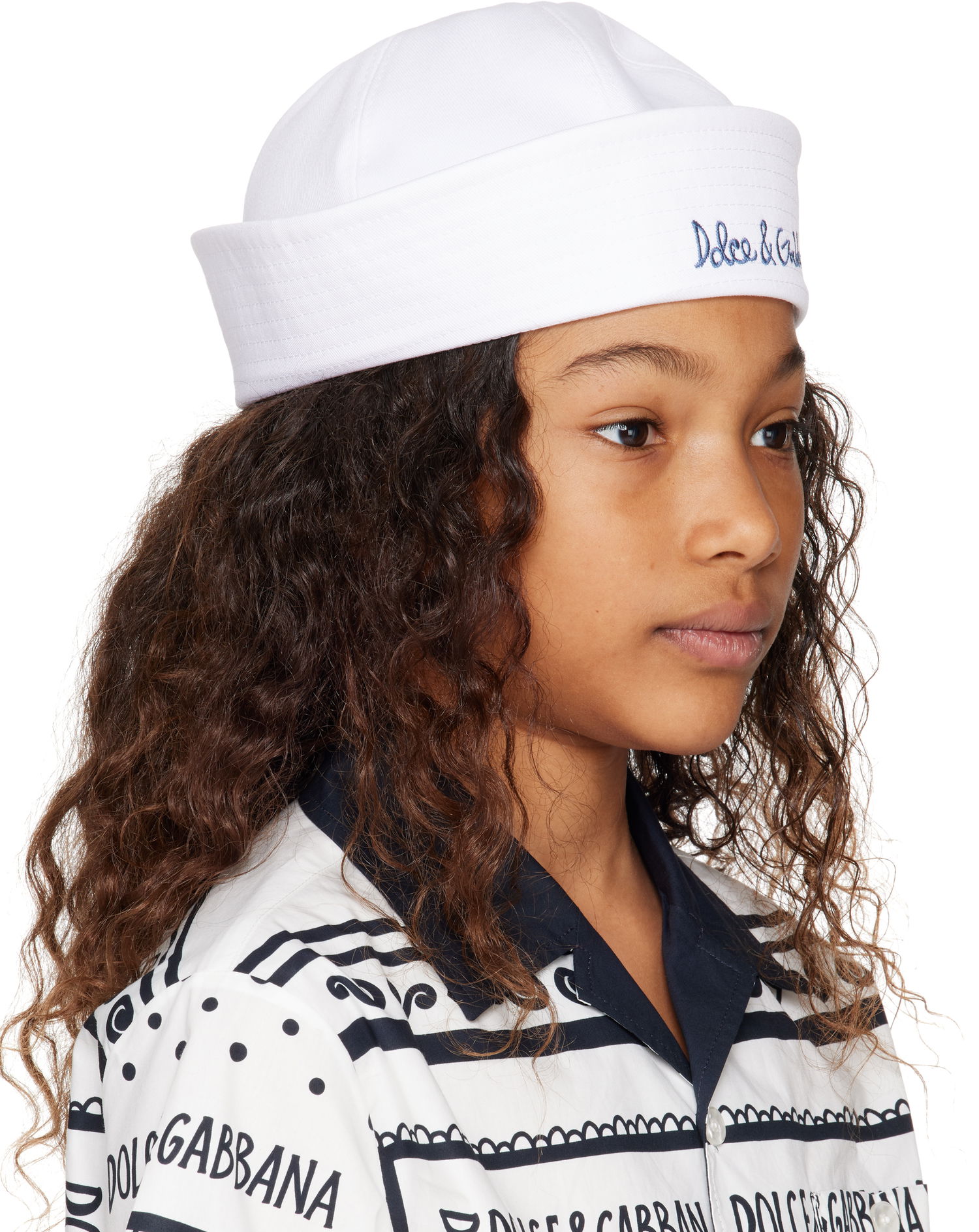 Hat Dolce & Gabbana Dolce&Gabbana Embroidered-Logo Sailor Hat Hvid | LB5H53 G7O3B, 1