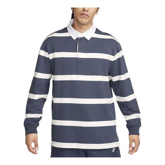 Polo skjorte Nike Striped Heavyweight Rugby Shirt Blå | FN3123-437, 0