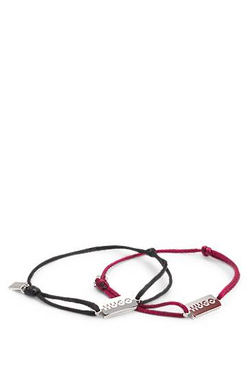 Armbånd BOSS Two cord cuffs with rectangular metal plaques Flerfarvet | 50549076, 0