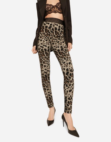 Leggings Dolce & Gabbana Jersey Leggings With Leopard Design Brun | FTCQKTFJGASS8350, 3