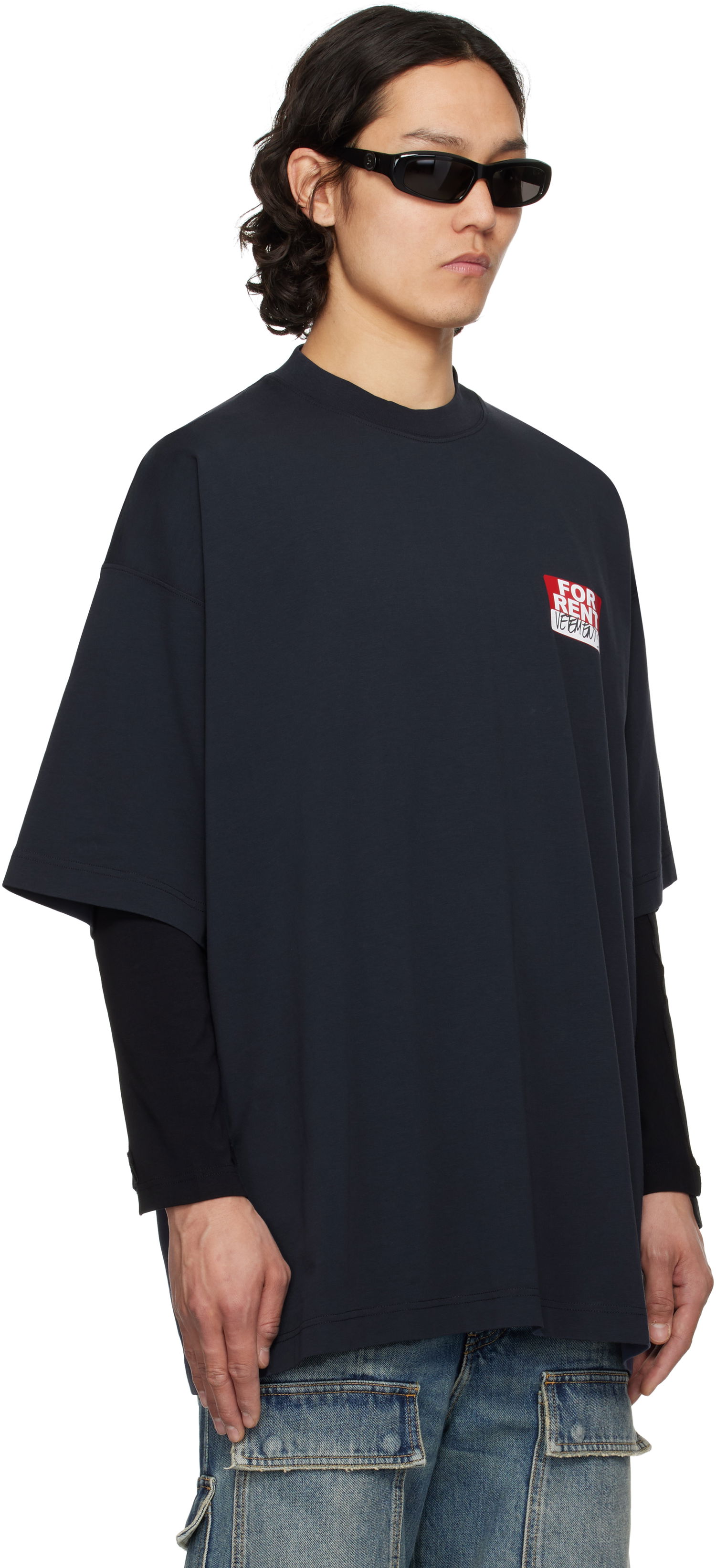 T-shirt VETEMENTS Vetements 'For Rent' Oversized T-Shirt Mørkeblå | UA66TR745N, 1