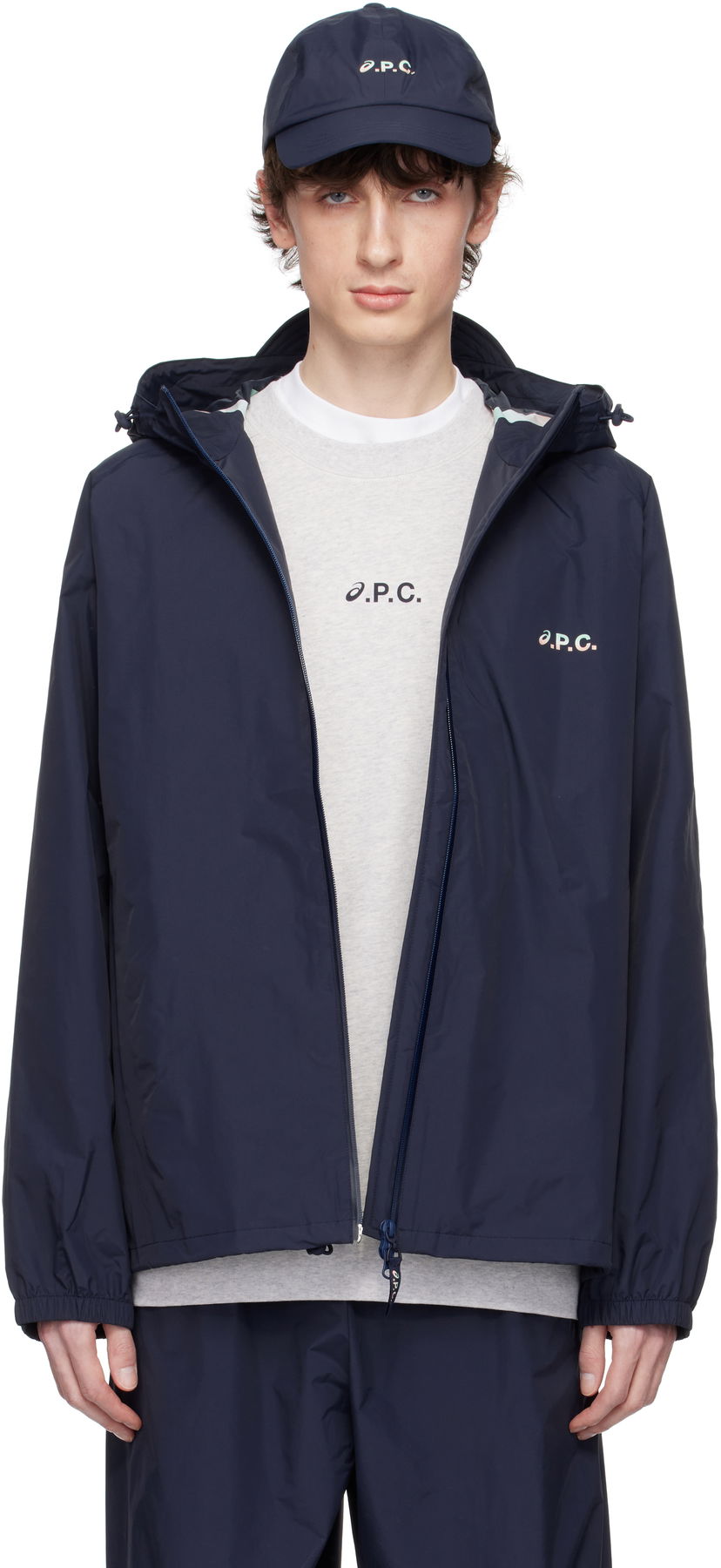 Vindjakke A.P.C. A.P.C. ASICS Edition Meadow Hooded Jacket Mørkeblå | PSAKM-M32001