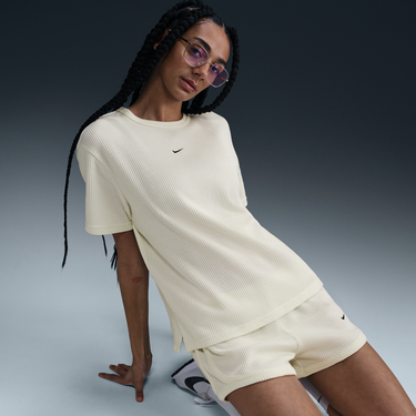 T-shirt Nike Nike Sportswear Chill Waffle Relaxed Fit Short Sleeve T-Shirt Beige | HJ3838-134, 2