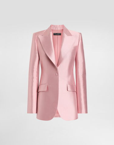 Jakke Dolce & Gabbana Dolce & Gabbana Women's Single-Breasted Silk Shantung Jacket Lyserød | F29QGTFU1JKF1452, 0