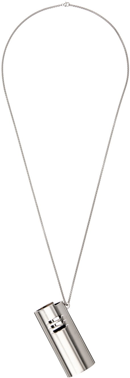 Halskæde Rick Owens Silver Porterville Lighter Holder Charm Necklace Grå | RJ0000092 MMA