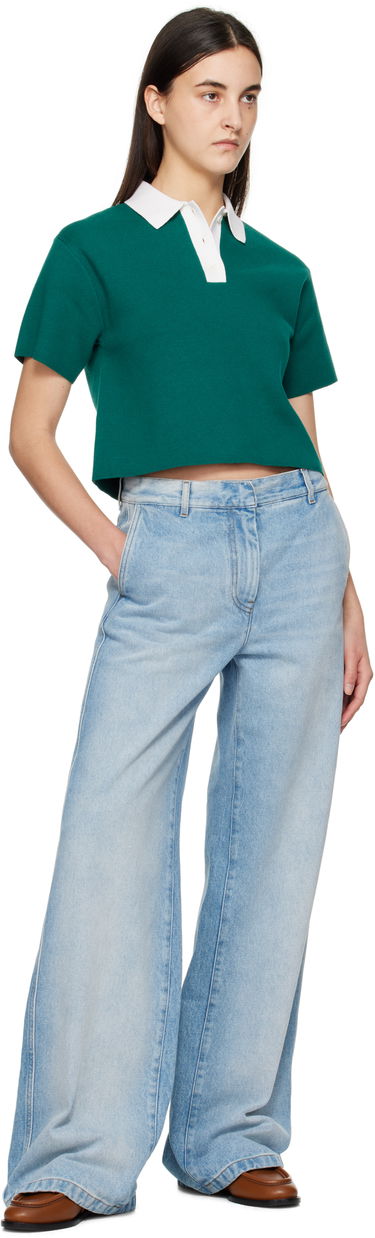 Polo skjorte JW Anderson JW Anderson Cropped Knitted Polo Grøn | KW1358-YN0398, 3