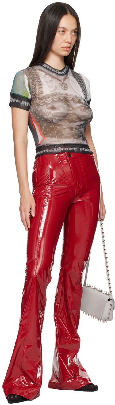 Bukser Ottolinger Ottolinger Simple Line Faux-Leather Flare Pants Rød | 1110107221, 3