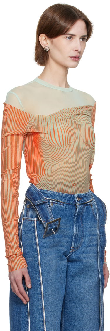 T-shirt Jean Paul Gaultier Jean Paul Gaultier Draped Body Morphing Bodysuit Orange | 25/33-F-BD064-T578-4216, 1