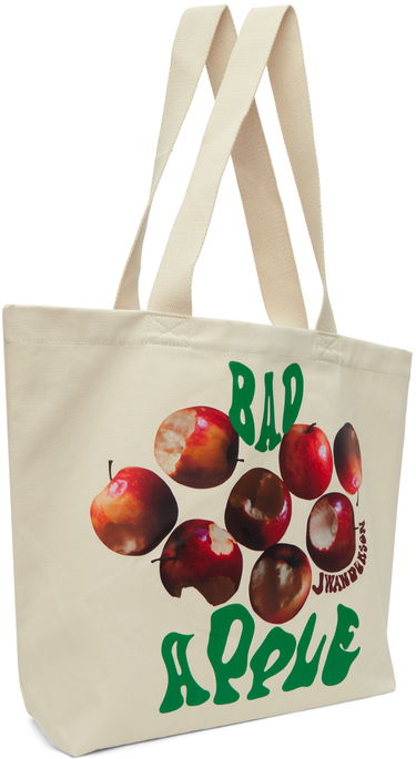 Mulepose JW Anderson JW Anderson Bad Apple Graphic Canvas Tote Bag Beige | HB0498-FA0238, 1