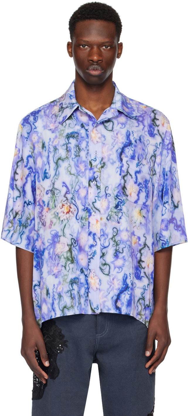 Skjorte Collina Strada Collina Strada Market Print Shirt Blå | XX3890