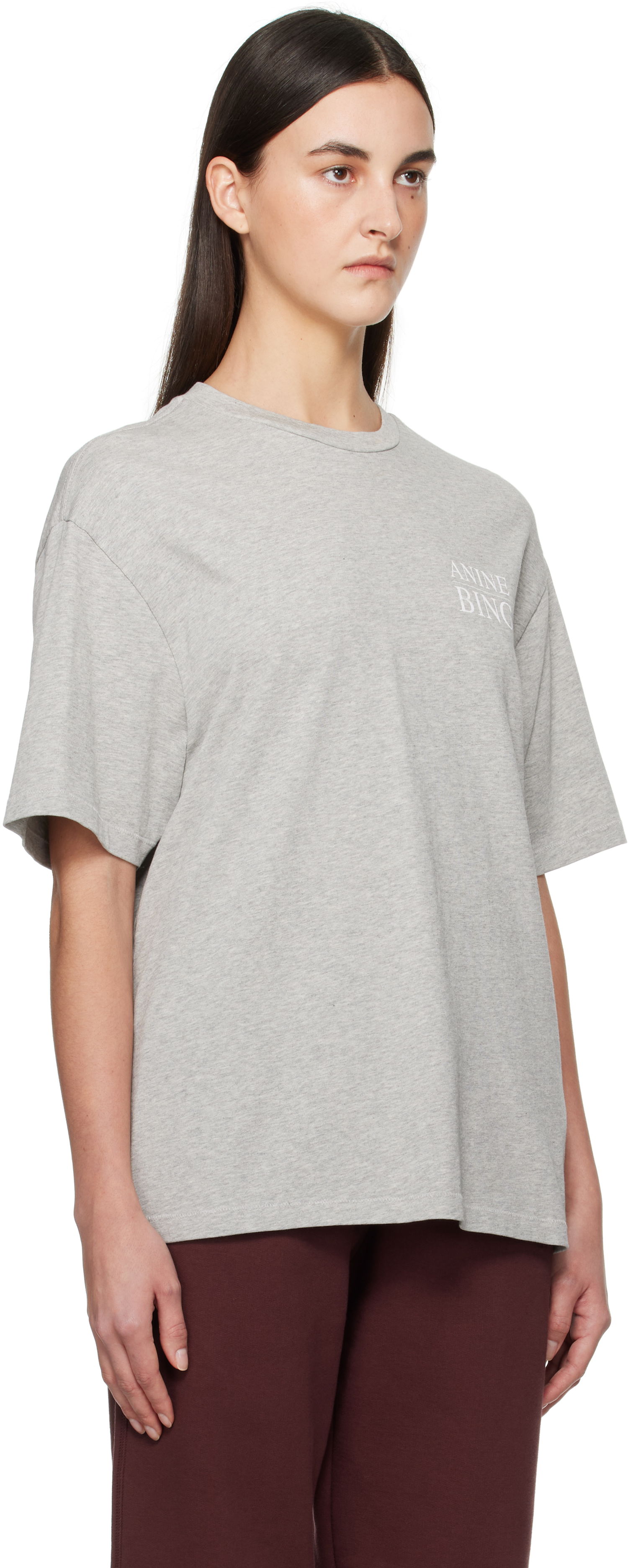 T-shirt Anine Bing Anine Bing Myers Serif T-Shirt Grå | A-08-10522-WAGR1, 1
