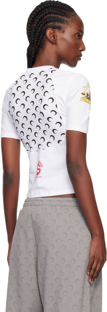 T-shirt Marine Serre Regenerated Graphic Jersey Baby Fit T-Shirt with Crimson Classic and Moon Print Hvid | WTT001BUJER0003, 2