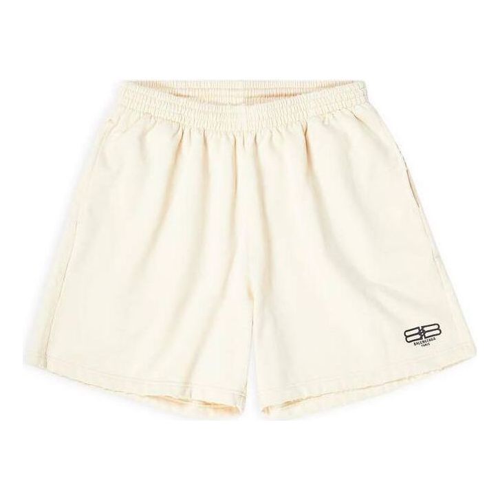 Shorts Balenciaga BB Icon Sweat Shorts Beige | 676137TMVG69069