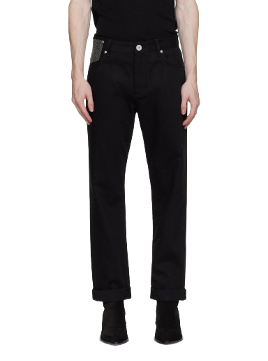 Jeans Balmain Rhinestone Jeans Sort | BH0MI044DD76