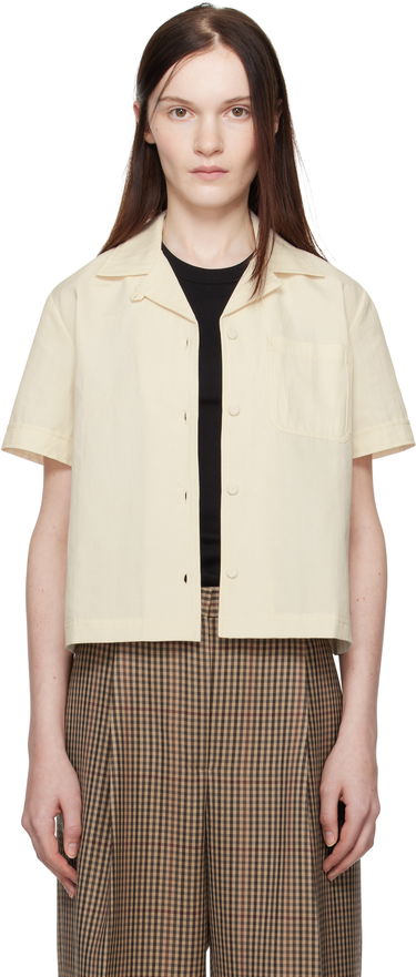 Skjorte A.P.C. A.P.C. Maeva Cropped Camp Collar Shirt Beige | COHEJ-F12583, 0