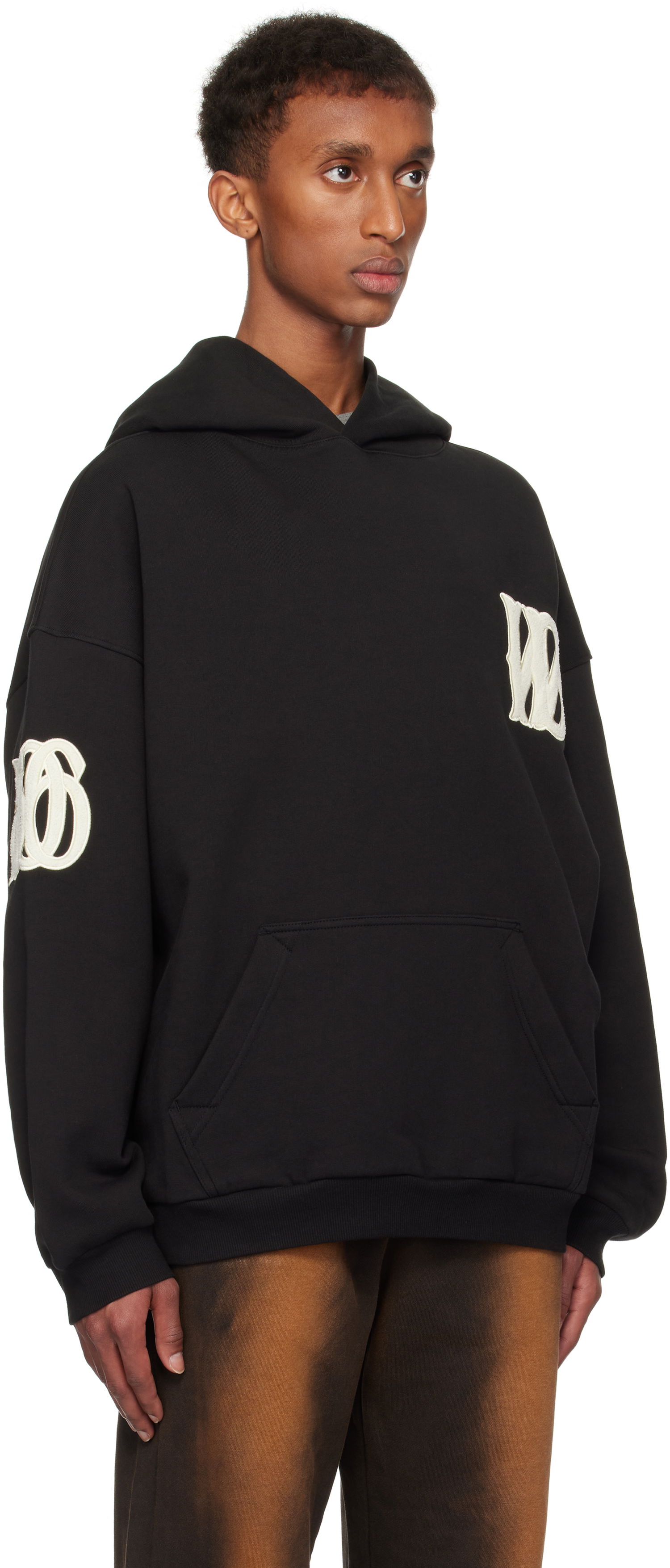 Sweatshirt We11done We11done Letter Logo Fleece Hoodie Sort | WD-TH3-24-877-U-BK, 1
