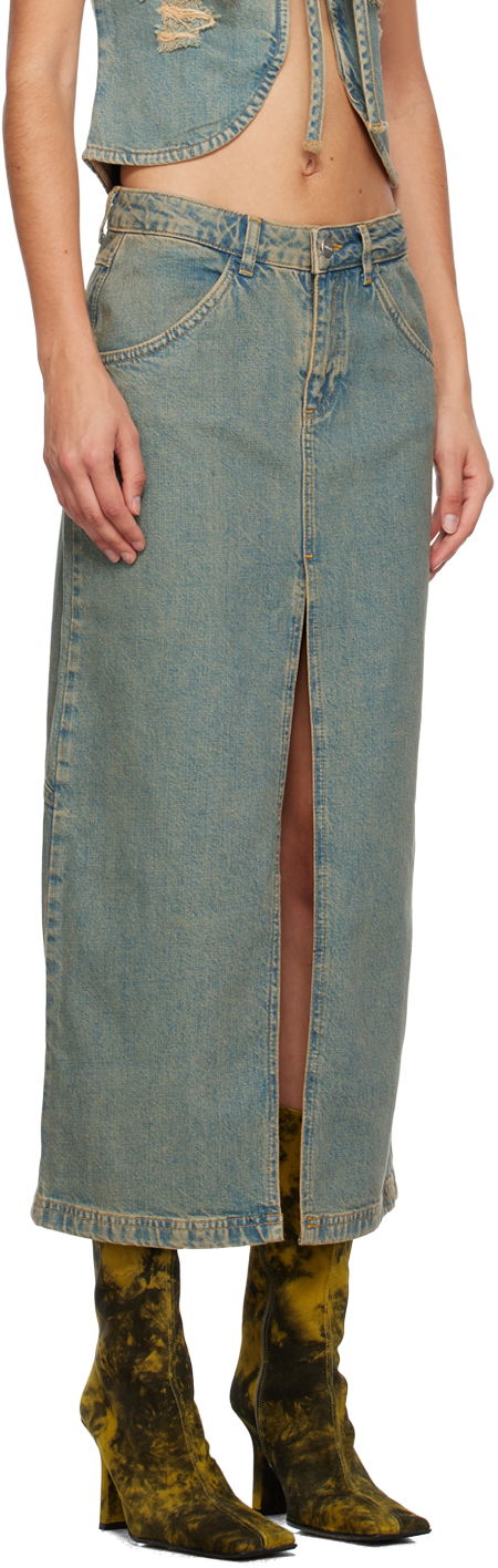 Nederdel Miaou Miaou Rowan Denim Maxi Skirt Blå | 4034SD4GAD, 1