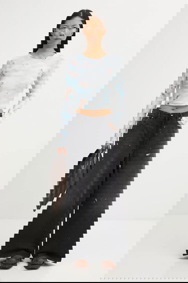 Crop top Fiorucci Beatitudo Print Long Sleeve Crop Flerfarvet | W25FWTLO003LY01BL02, 4