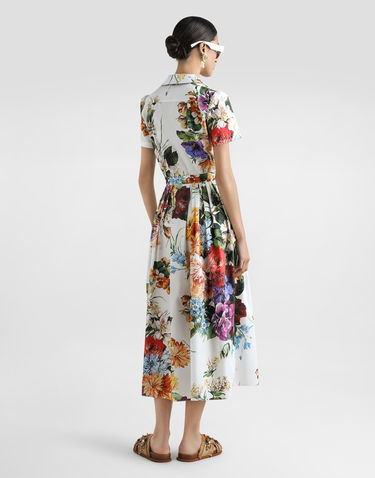 Kjole Dolce & Gabbana Dolce & Gabbana Flower Bouquet Print Poplin Midi Dress Flerfarvet | F6TVLTHS5TRHA5PC, 2