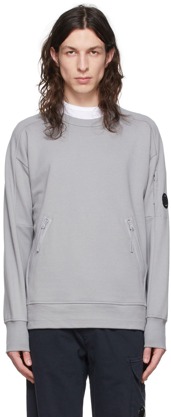 Sweater C.P. Company Fleece Diagonal Utility Sweatshirt Grå | 12CMSS080A-005086W, 0