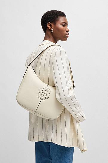 Skuldertaske BOSS Balenciaga Hobo Bag with Double B Monogram Hvid | 50541459, 1