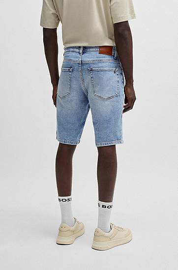 Shorts BOSS Maine Regular-Fit Comfort-Stretch Denim Shorts Blå | 50537816, 1