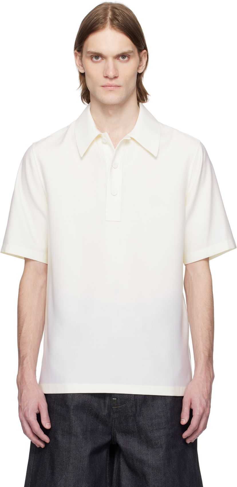 Polo skjorte Jil Sander Jil Sander Virgin Wool Polo Hvid | J21DL0223_J40224