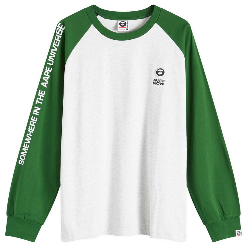 T-shirt AAPE by A Bathing Ape AAPE Now Raglan Long Sleeve T-Shirt, Size Large Grøn | AAPLTM1541XANGRX