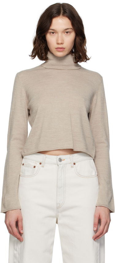 Sweater Maison Margiela MM6 Maison Margiela Knitted Cropped Turtleneck Beige | S52HA0296 M13133, 0