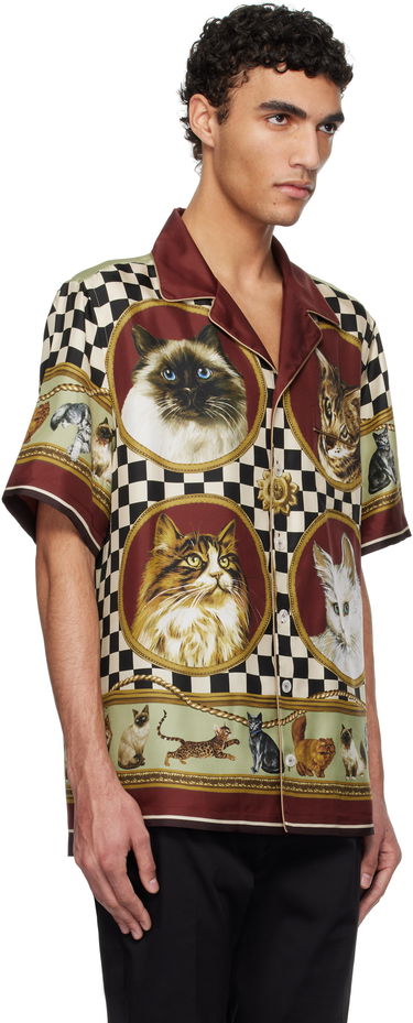 Skjorte Dolce & Gabbana Dolce&Gabbana Silk Cat Print Shirt Flerfarvet | G5LH3THI1VV, 1
