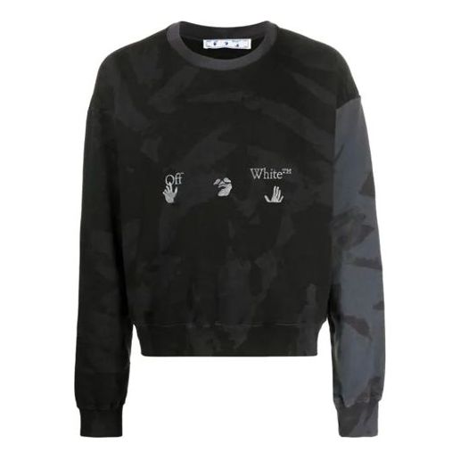 Sweater Off-White Camouflage Print Sweatshirt Sort | OMBA035R21FLE0011009