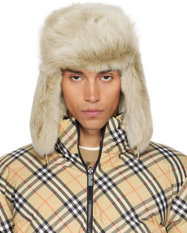 Hat Burberry Burberry Shearling Trapper Hat Beige | 8114666, 0