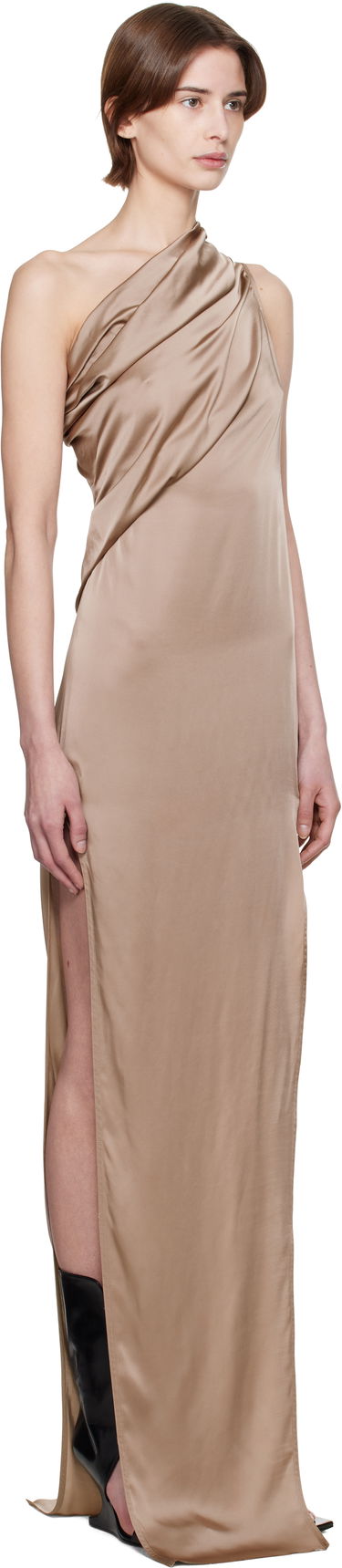 Kjole Rick Owens Rick Owens Hollywood Athena Arrowhead Maxi Dress Brun | RP01E7509 SCH, 4