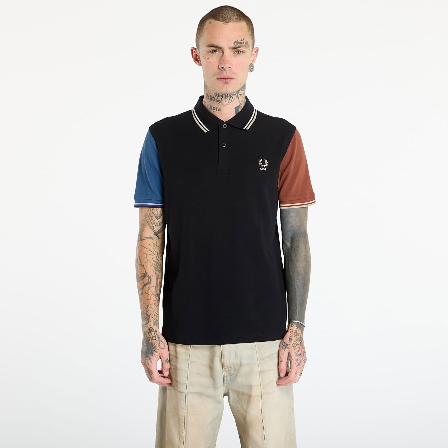 Polo skjorte Comme des Garçons Comme des Garçons SHIRT x Fred Perry Color Block Polo Knit Flerfarvet | FP-T502-W25 Black, 0