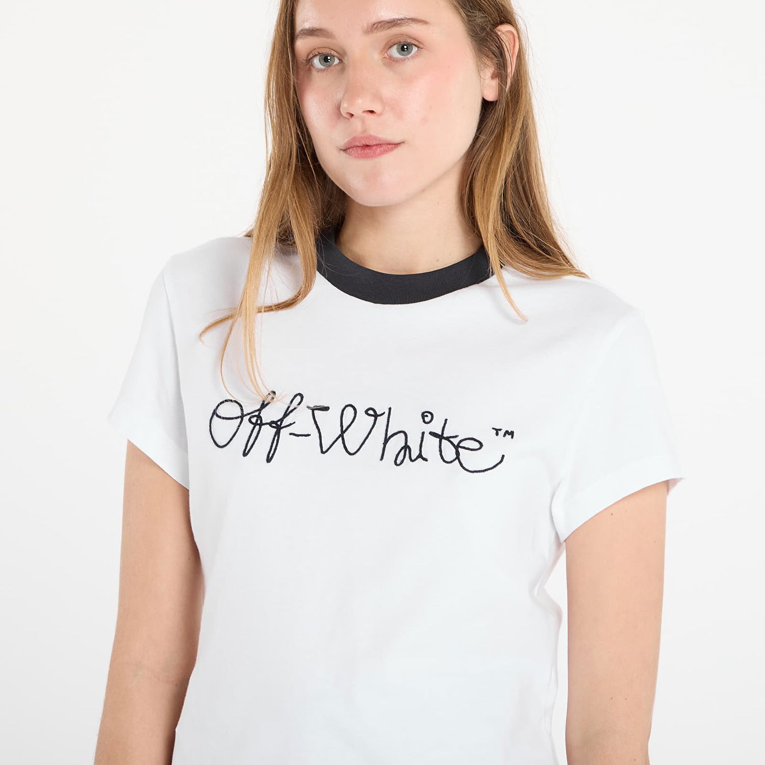 T-shirt Off-White Emb Script Logo Fitted T-Shirt Hvid | OWAA112F25JER0010148, 1
