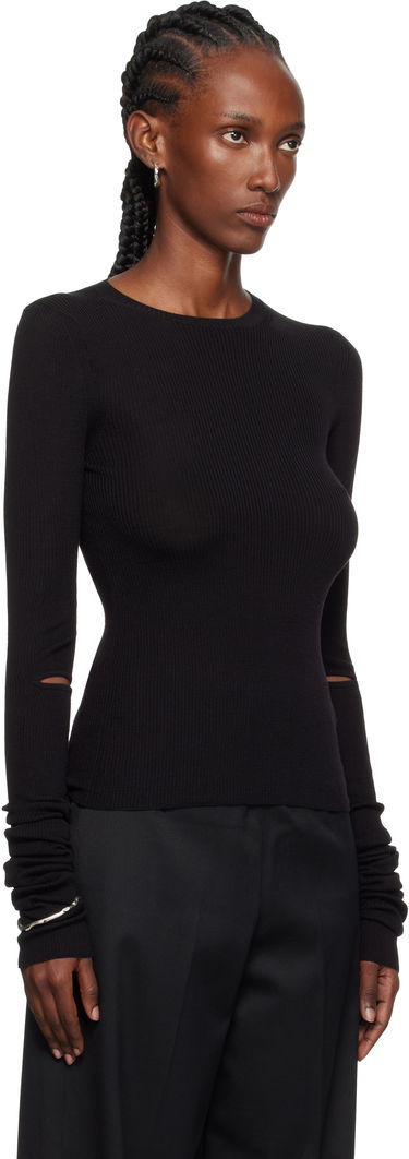 Sweater Ann Demeulemeester Ann Demeulemeester Lyell Elbow Cutout Fitted Sweater Sort | 2520-W-KN02-KN043-099, 1