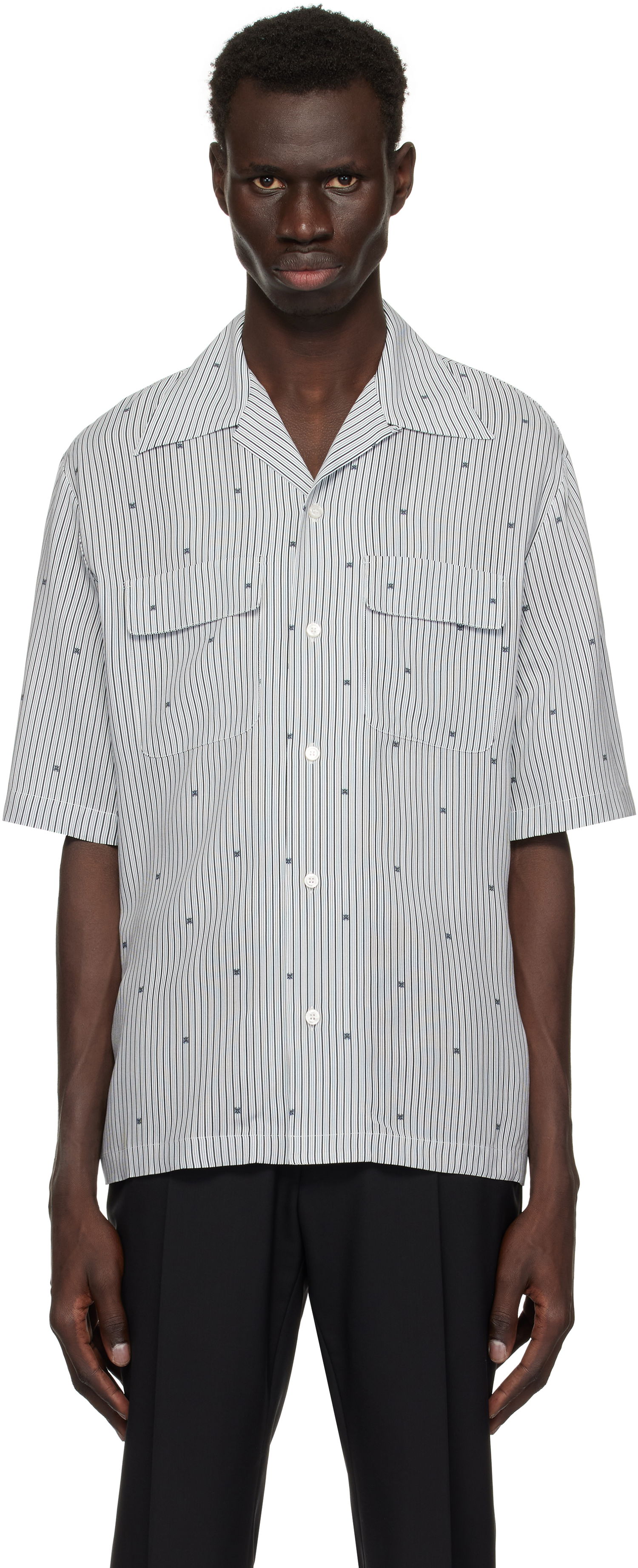 Skjorte AMIRI AMIRI 'MA' Pinstripe Camp Shirt Hvid | AMSTCA1103, 0