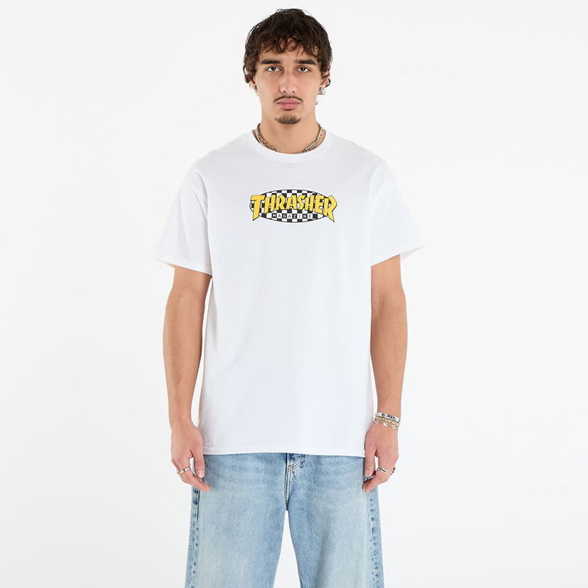 T-shirt Thrasher Checkered Oval T-Shirt Hvid | 145760
