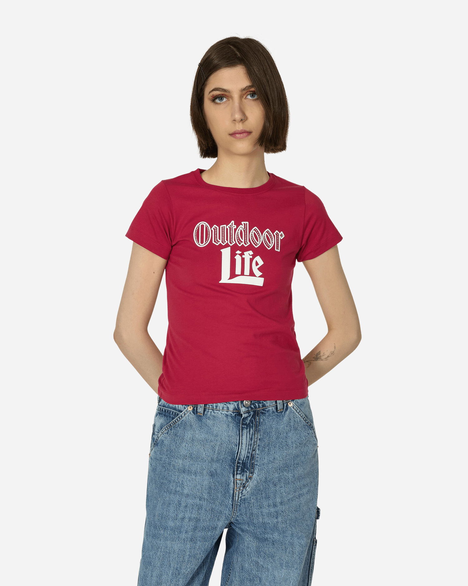 T-shirt Stockholm (Surfboard) Club Fitted Rhinestone T-Shirt Pink Rød | W1000099 1, 0